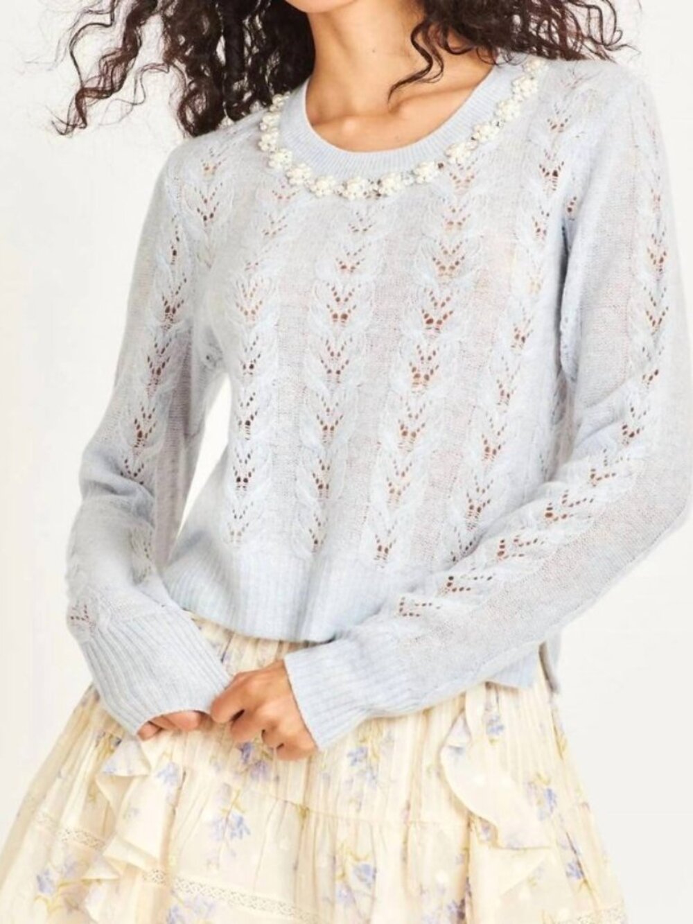 LoveShackFancy Linus Pearl Pullover Sweater Small